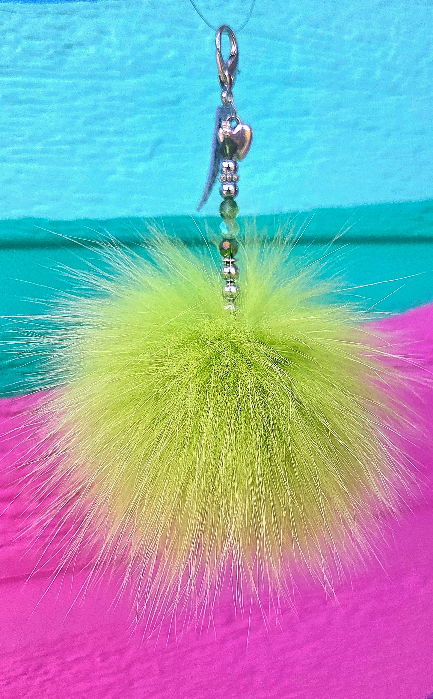Vert lime bille cristal et hématite argent - petit