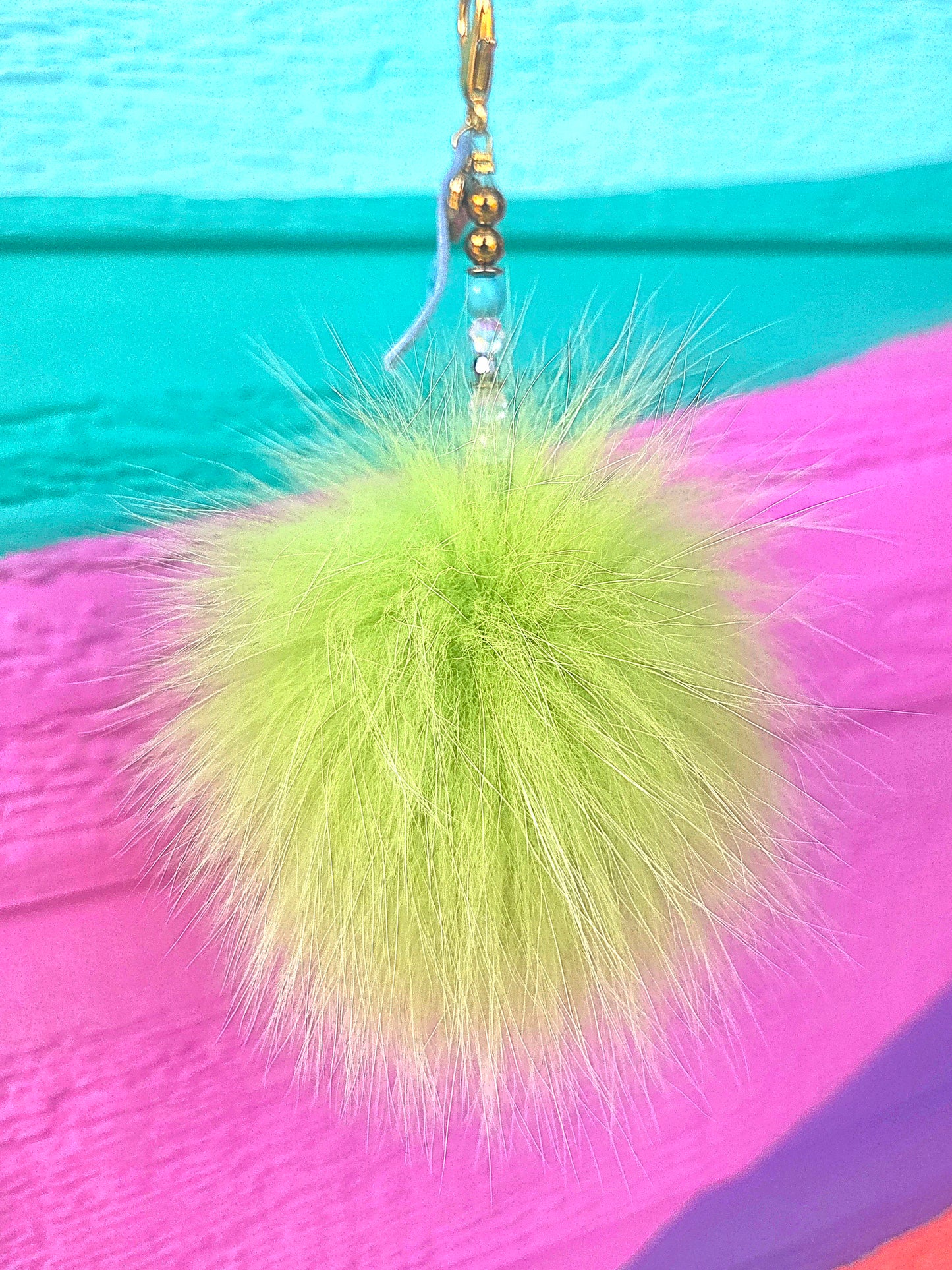 Vert lime bille turquoise et hématite or - petit